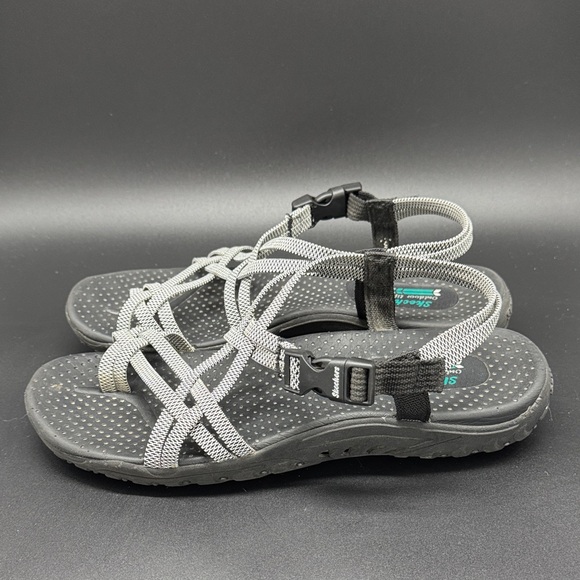 Skechers Women's Black and Gray Strappy Sandals Sz 9 - Picture 5 of 7